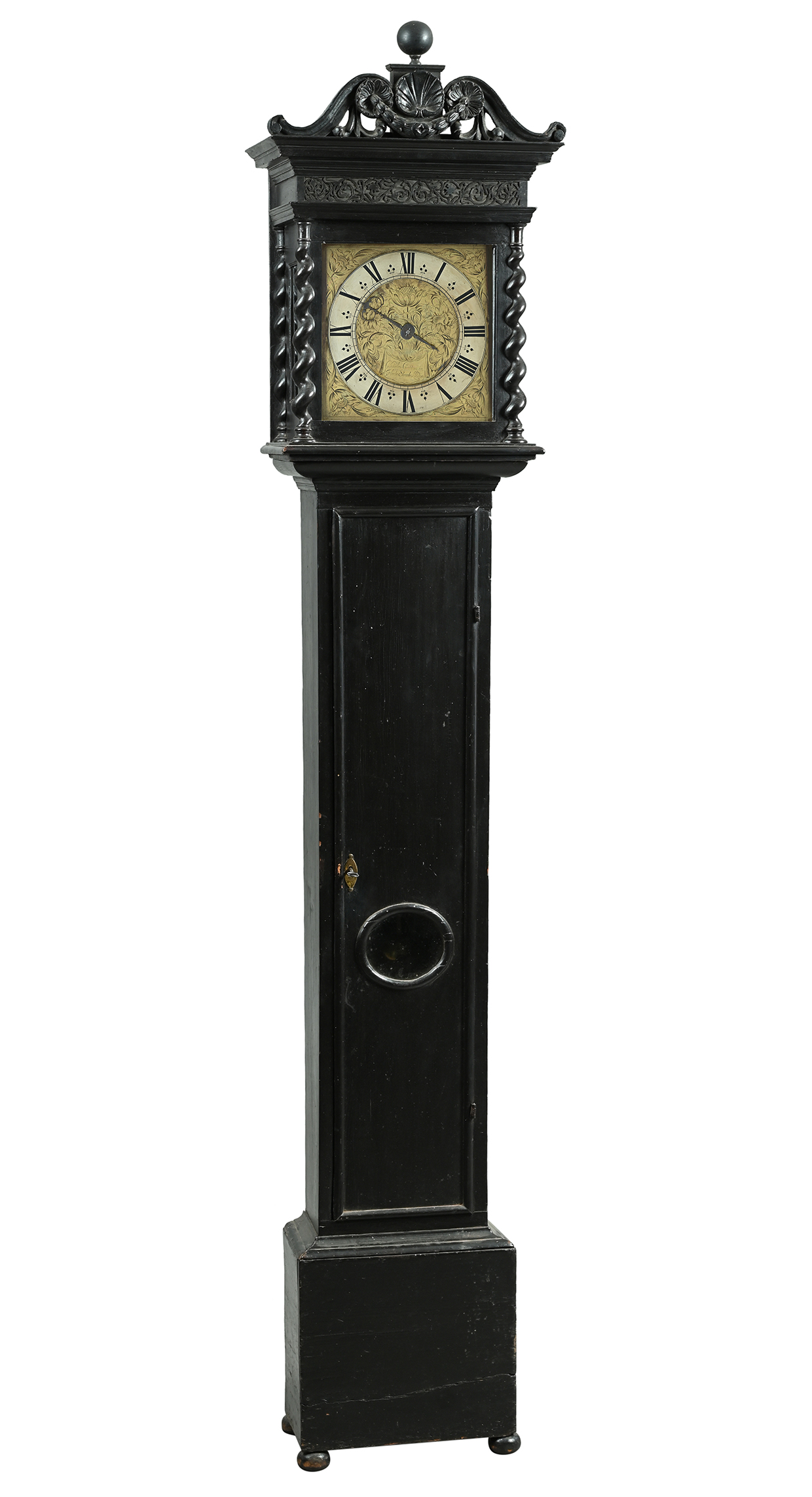 Lot 201 - A fine and rare Charles II ebonised thirty-hour longcase clock, Charles Gretton, London, circa 1680.jpg
