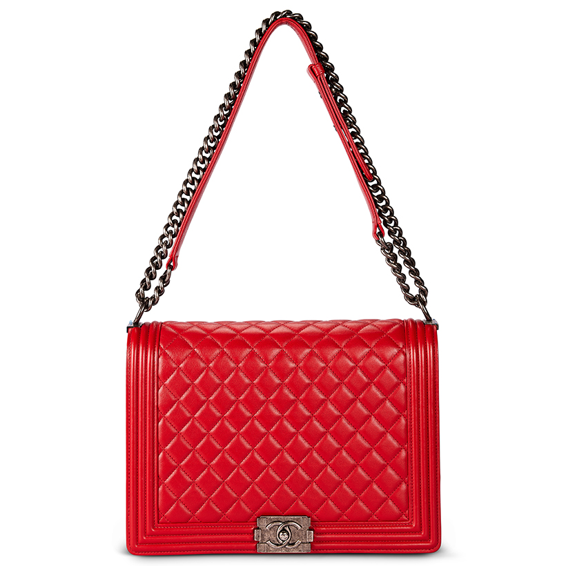 14307 Lot 243 Chanel, Boy, a red calfskin quilted leather shoulder bag, circa 2014  Sold for £2,500.jpg