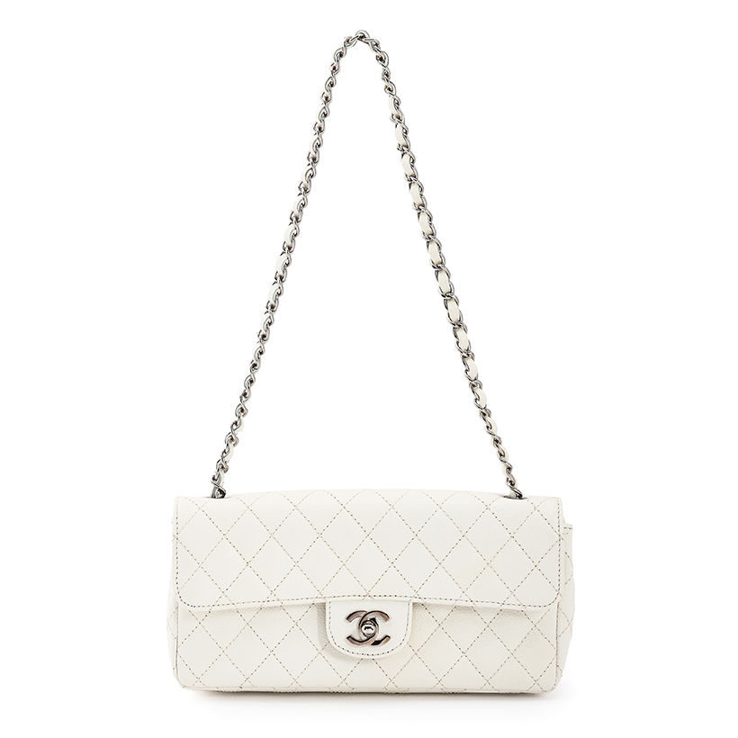 14696 Lot 300 Chanel, East West, a white caviar leather quilted classic flap handbag, circa 2010 Sold for £2,142.jpg
