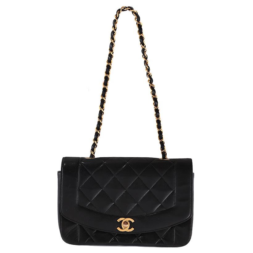 14716 Lot 383 - Chanel, Diana, a black quilted lambskin flap handbag, circa 1994  Sold for £2,394.JPG
