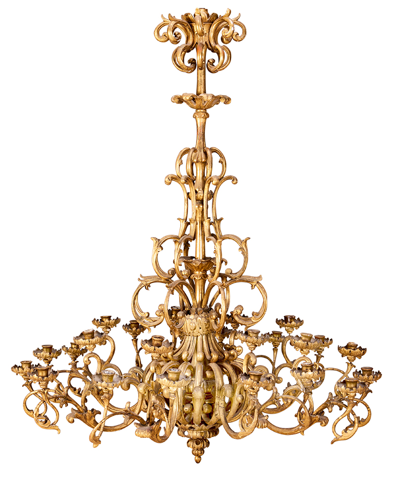 Lot 44 - Melissa Ulfane Collection - A large Italian Baroque giltwood twenty four light chandelier 18th century.jpg