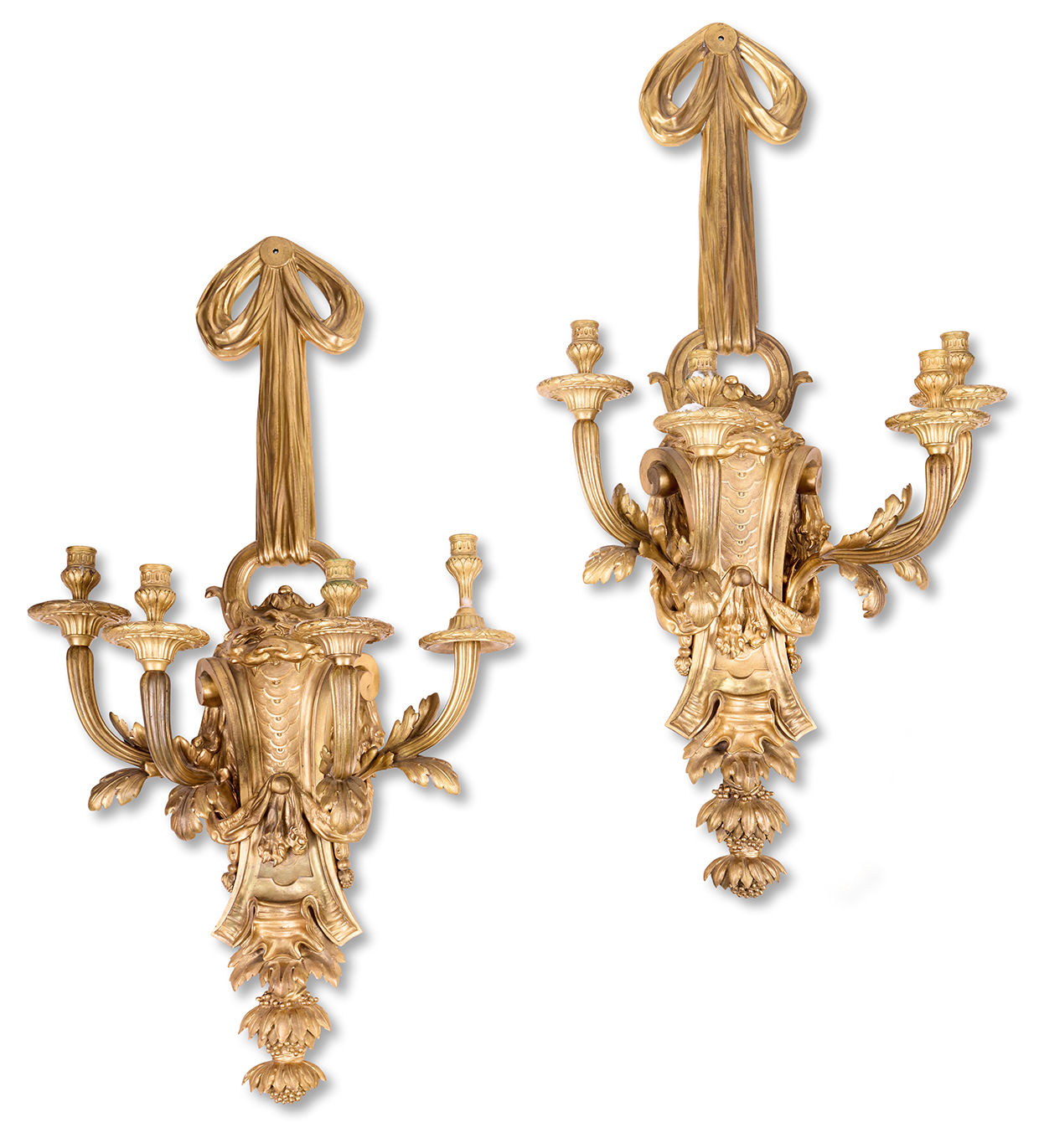 Lot 53 - Meliss Ulfane Collection - Henri Vian (1858-1904), a substantial pair of gilt bronze four branch wall lights.jpg