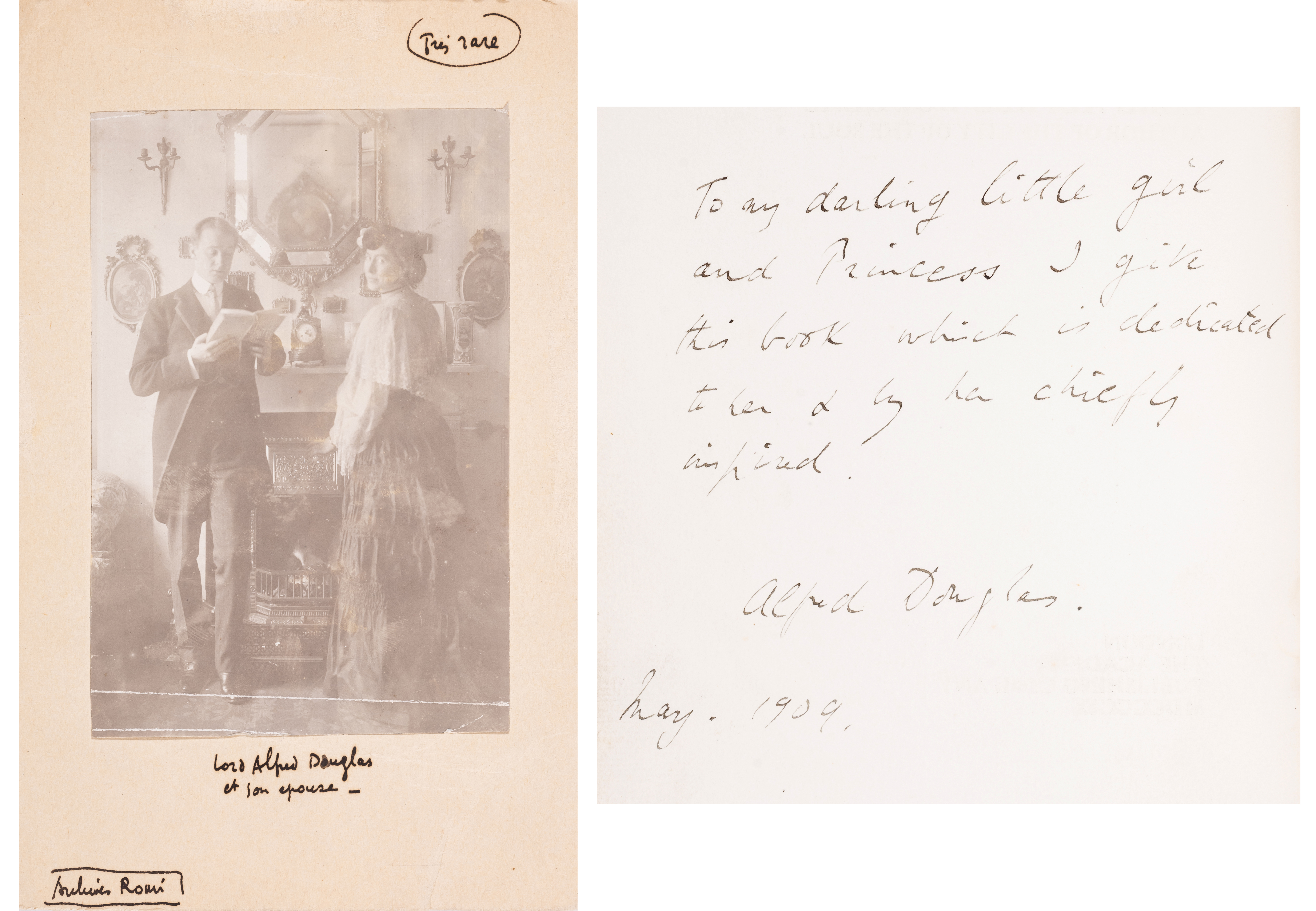 Douglas (Lord Alfred), ‘Sonnets’, first edition, signed inscription to his wife Olive Custance, 1909.jpg