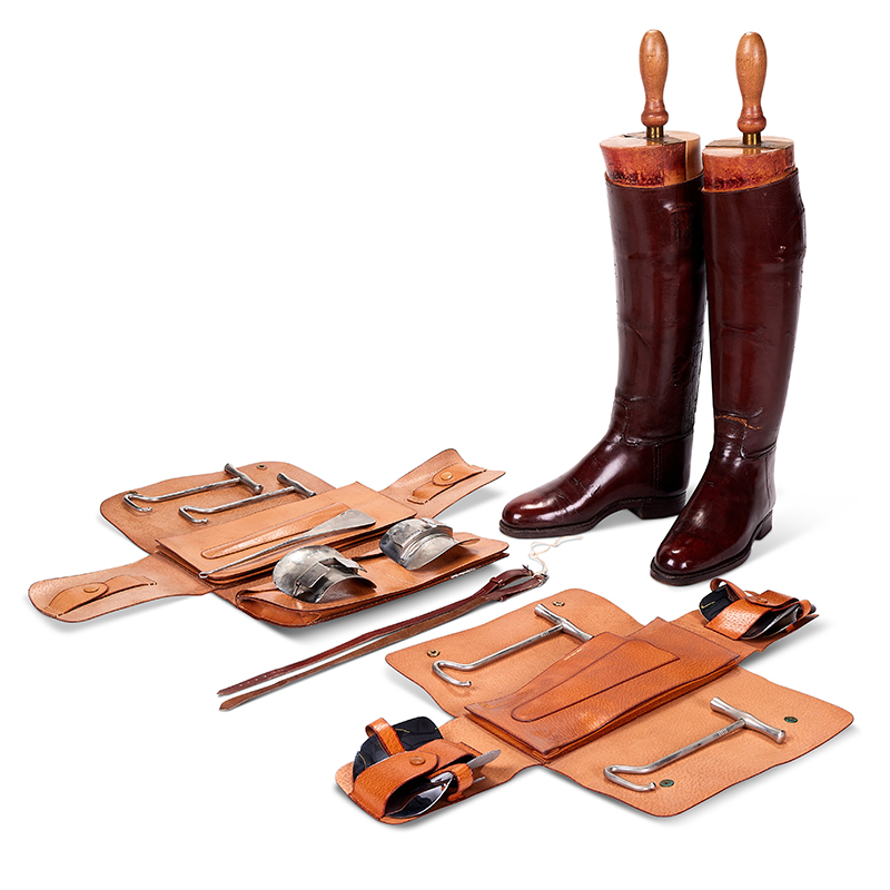 A pair of Princess Margaret's brown leather riding boots by Maxwell of London, 20th century