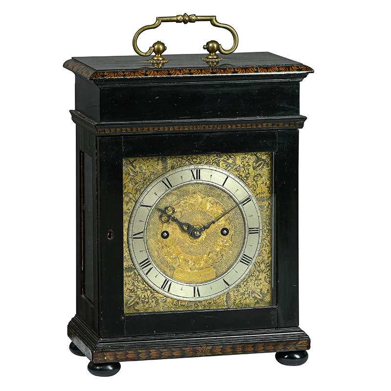 A fine and rare Charles II ebonised table clock of the 'Edward East' school William Crayle, London, circa 1665-1700