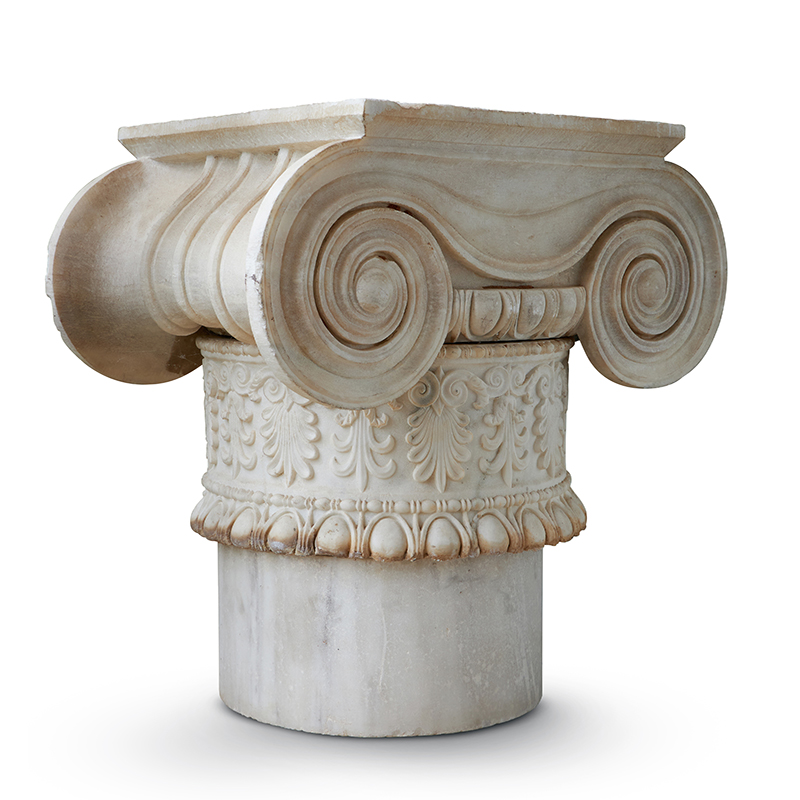 A carved marble Ionic capital, 20th century