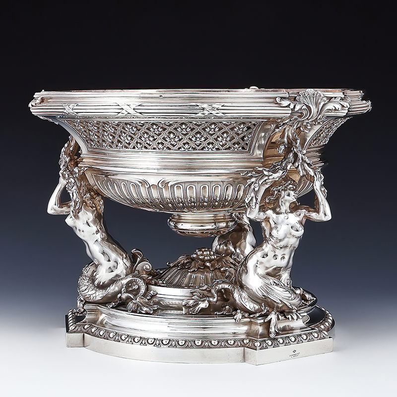 A French silver center piece H. Fres & Cie, retailed by Boin-Taburet, Paris, .950 export mark, early 20th century