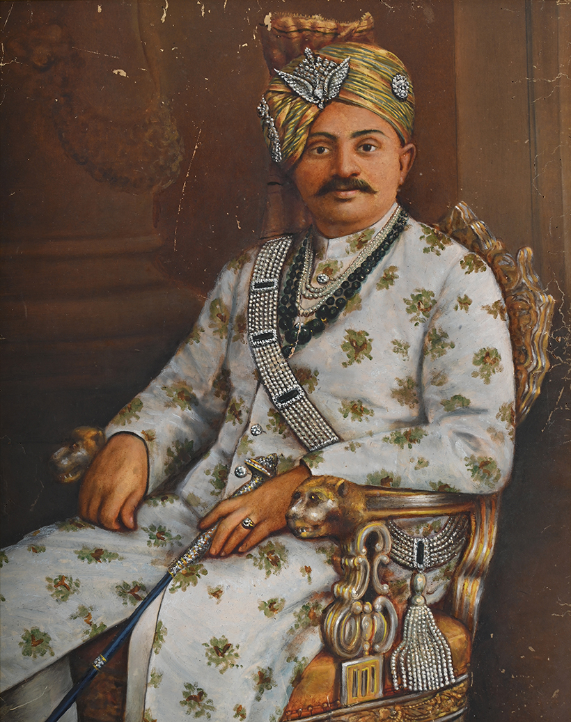 14800 Lot 70 Indian School (20th century), The Coronation Portrait of 'Ranji', oil on board.JPG