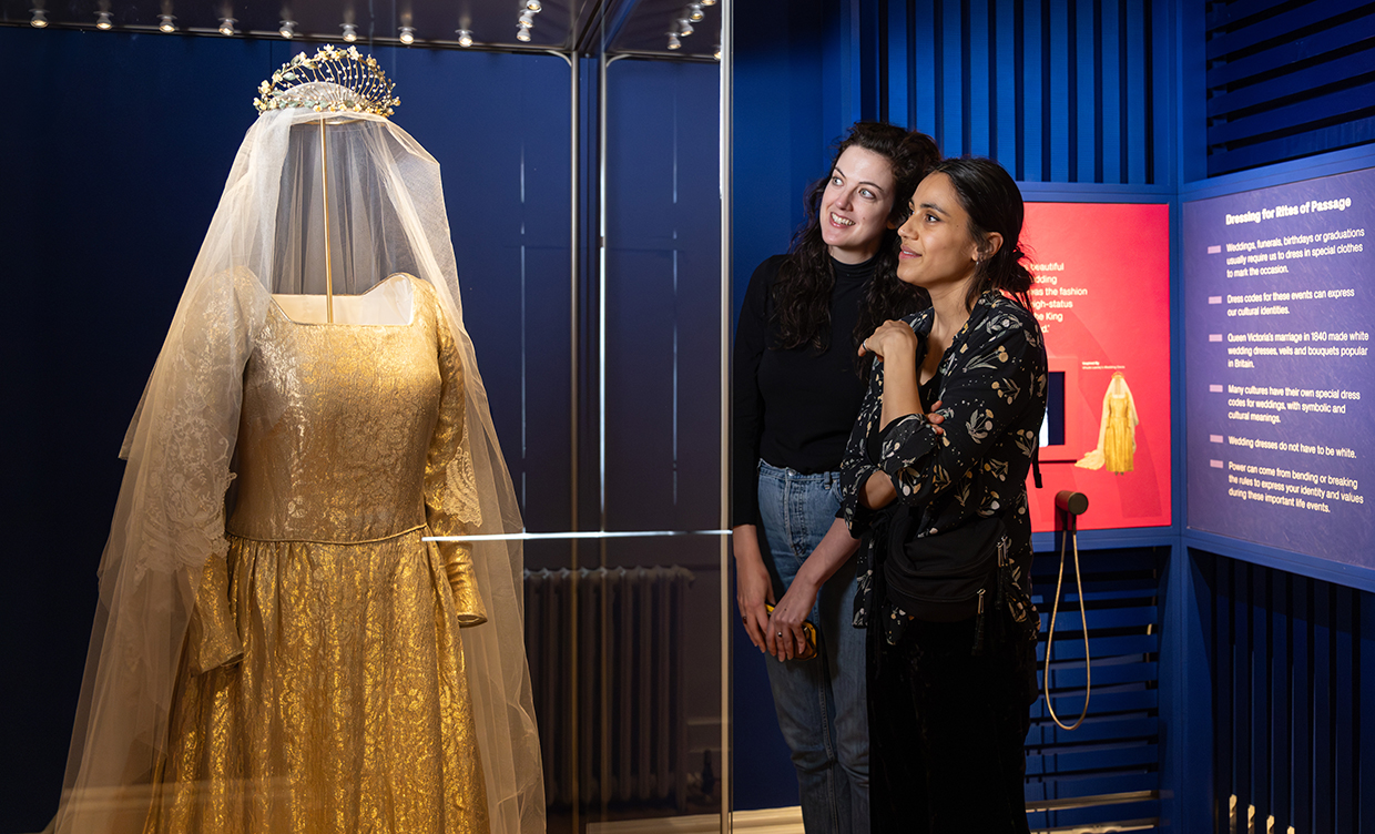 The wedding dress of the Hon. Ursula Mary Lawley on display as part of new exhibition Dress Codes at Kensington Palace.jpg