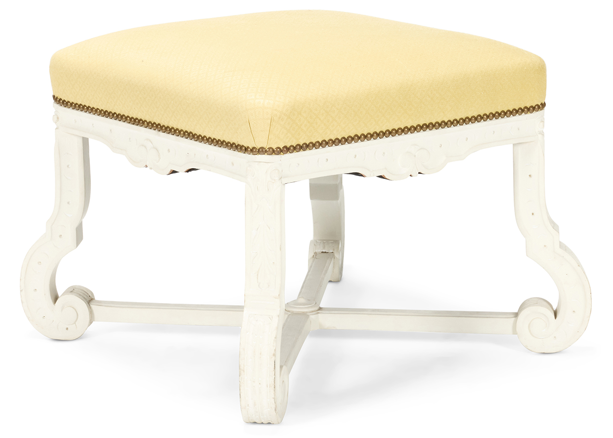 A white painted stool of 18th century design, late 20th century.jpg