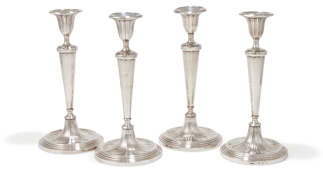 Lot 16 - A set of four George III silver candlesticks, John Parsons & Co., Sheffield 1783.jpg