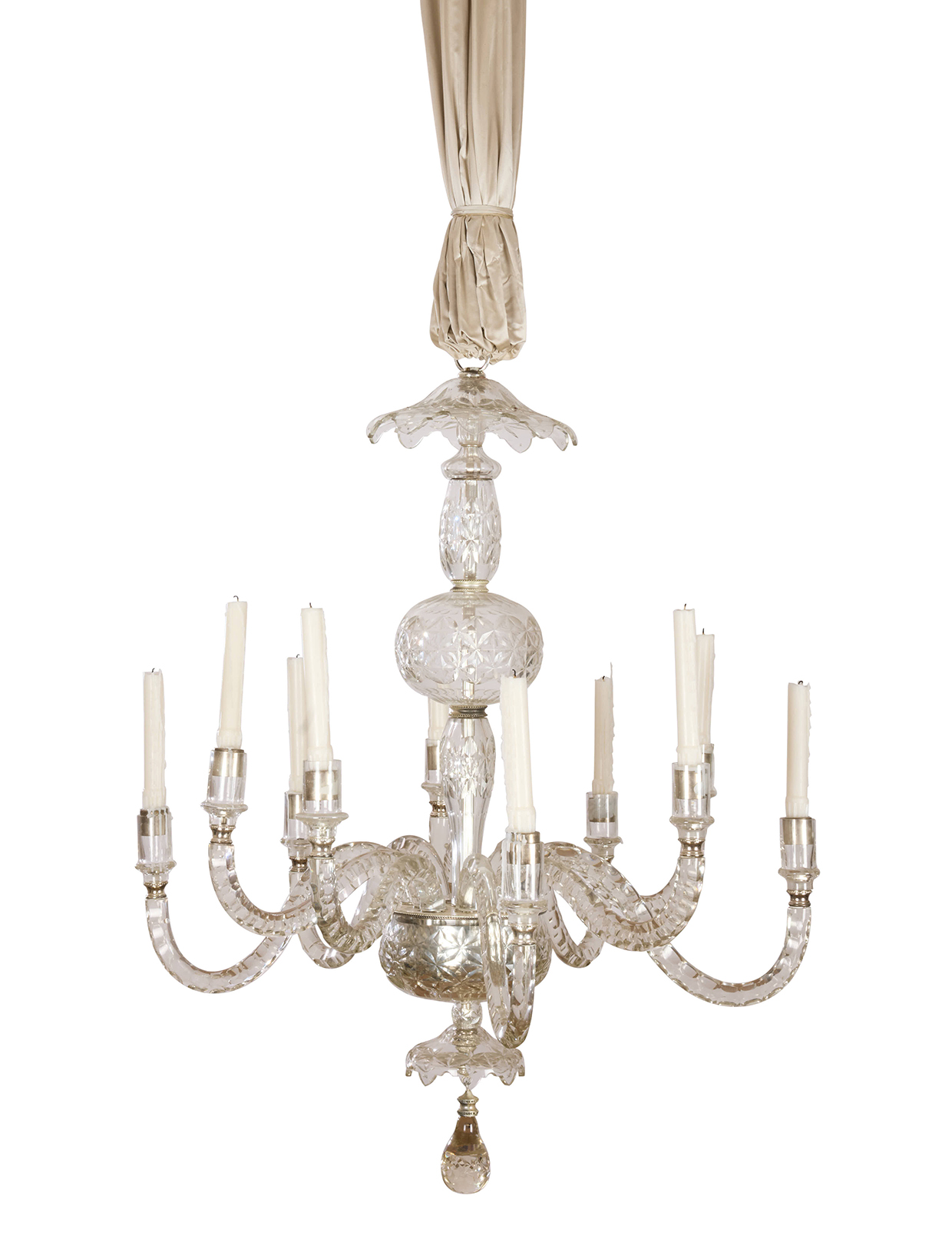 Lot 37 - A TEN BRANCH CUT GLASS CHANDELIER 20TH CENTURY.jpg