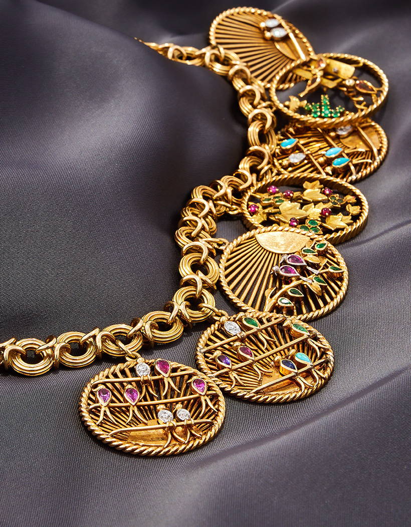 14768 Lot 223 Van Cleef & Arpels, a gem set 'lovebirds' charm bracelet 1950s Sold for £106,450.jpg