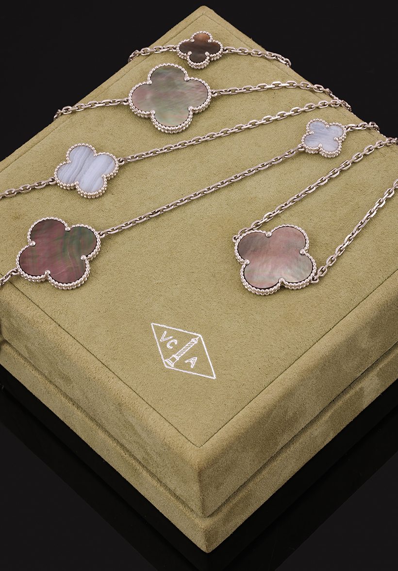 14611 Lot 153 Van Cleef & Arpels, Magic Alhambra, a mother of pearl and chalcedony necklace Sold for £11,340.JPG