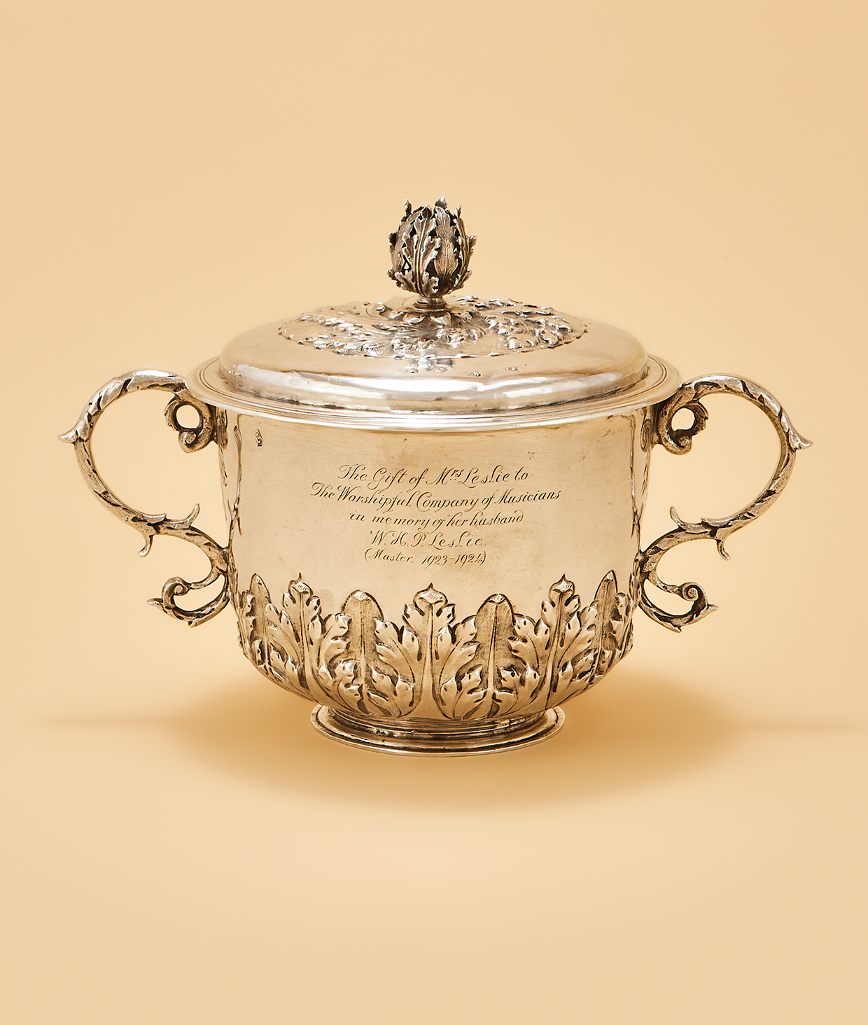 144 - A Charles II silver Porringer and cover, John Duck, London 1680, from The Worshipful Company Of Musicians Collection of Trophy Cups.jpg