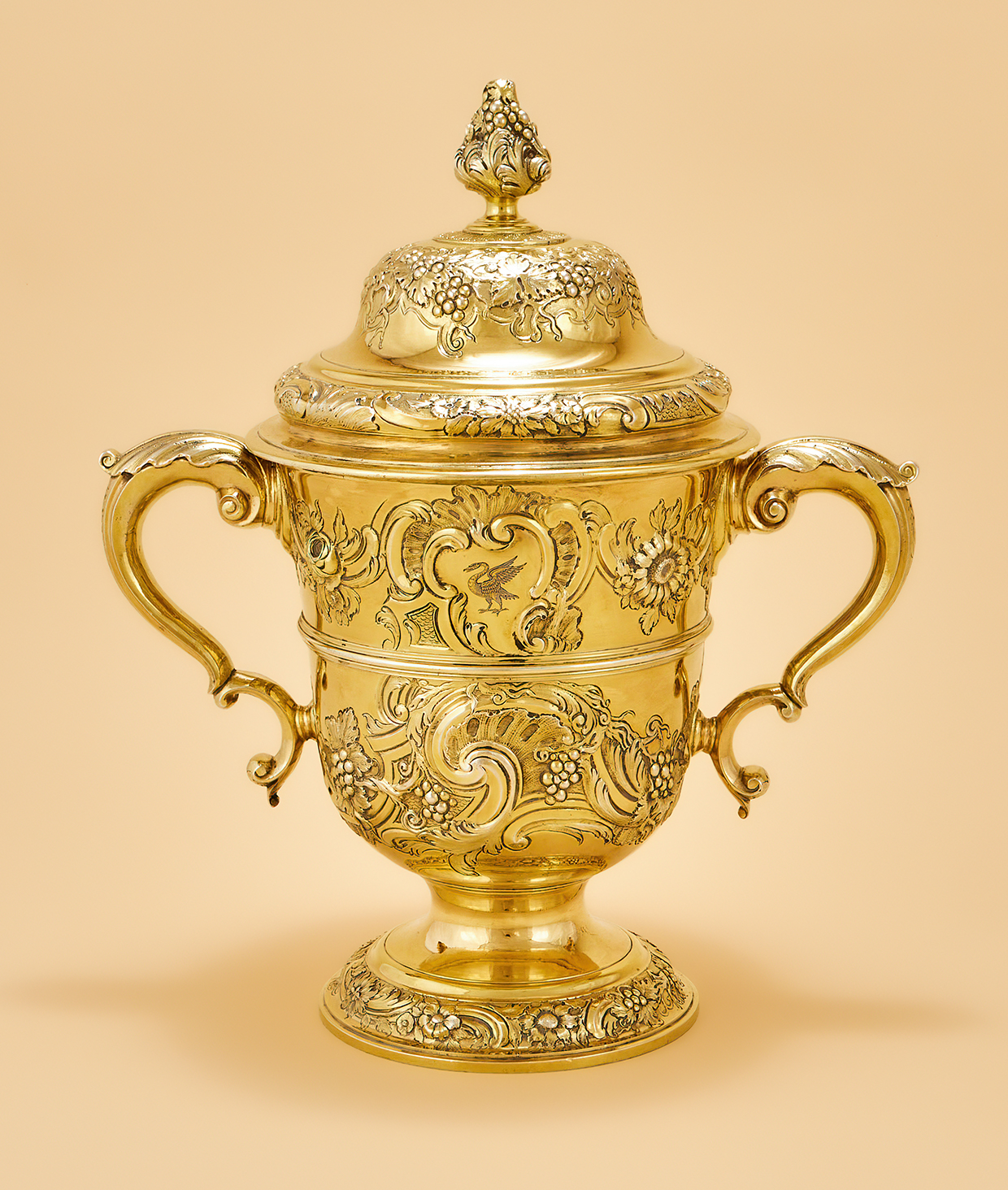 145 - A George II silver gilt cup and cover, Fuller White, London 1750, from The Worshipful Company Of Musicians Collection of Trophy Cups.jpg