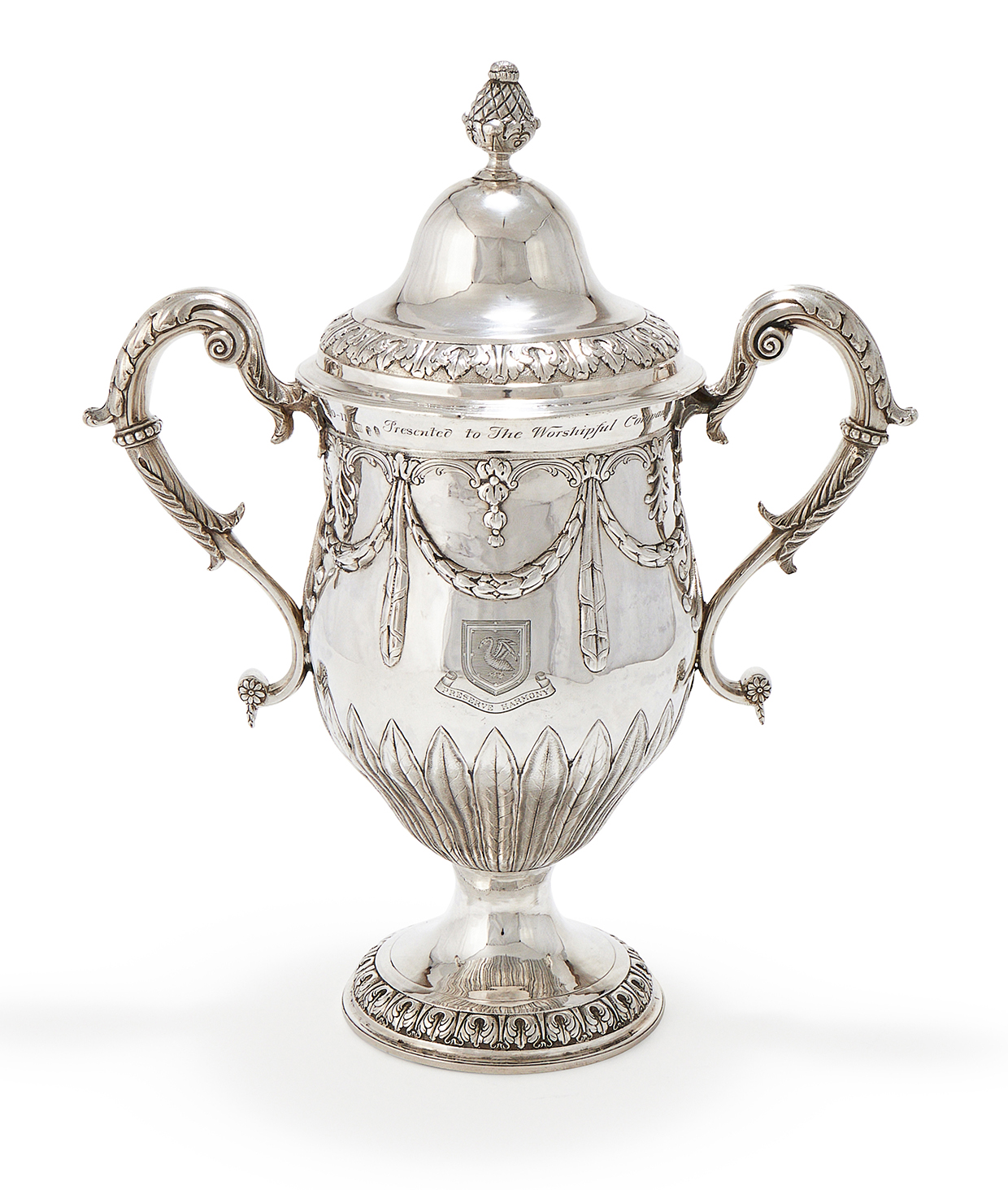 147 - A George III Irish silver cup and cover, Joseph Jackson, Dublin, circa 1800, from The Worshipful Company Of Musicians Collection of Trophy Cups.jpg