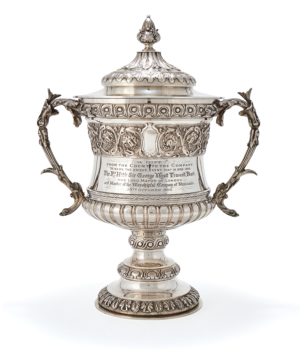 158 - An Edwardian silver cup and cover, Franky Hyams Ltd., London 1905, from The Worshipful Company Of Musicians Collection of Trophy Cups.jpg