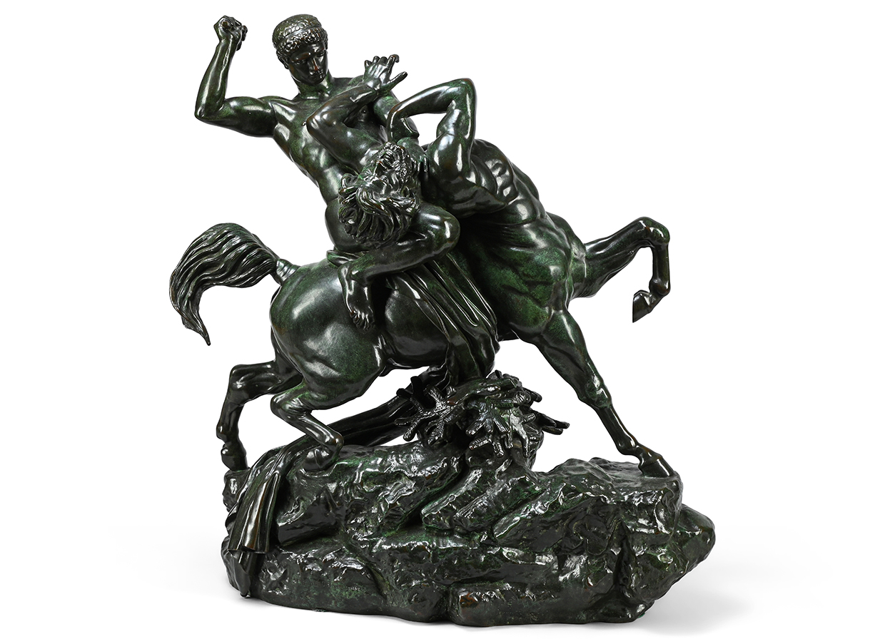 533 - ANTOINE-LOUIS BARYE (FRENCH, 1795-1875), A LARGE MYTHOLOGICAL GROUP 'THESEUS AND THE CENTAUR' CAST BY BARBEDIENNE, CIRCA 1876-1889.jpg