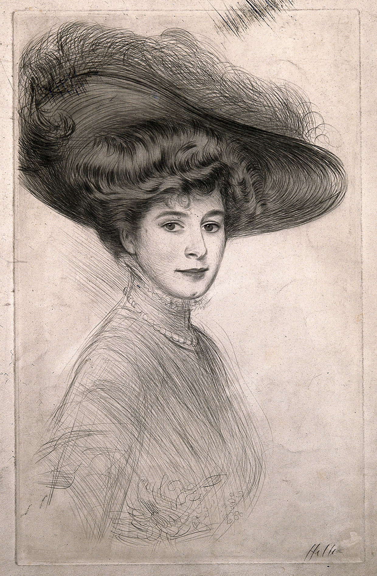 Gwendoline Maud Syrie, née Barnardo (later Syrie Wellcome, later Syrie Maugham). Drypoint by Paul César Helleu, ca. 1901.jpg