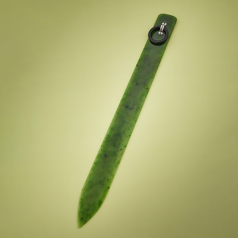 A French Art Deco nephrite, onyx and diamond paper knife Henri Lavabre, Paris, circa 1920-1925