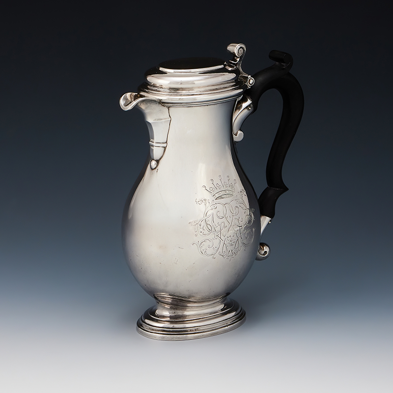 A George II silver baluster shaving jug David Willaume II, London 1742