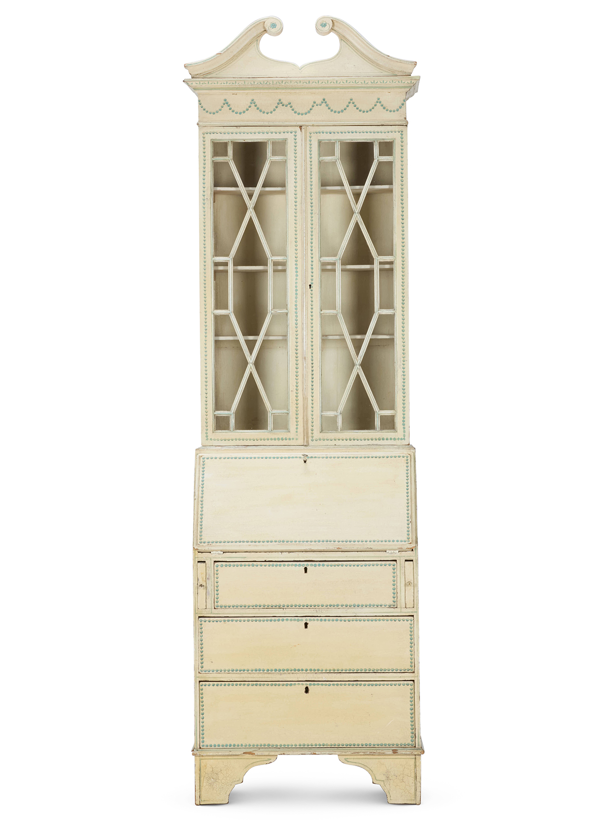Lot 10 - Syrie Maugham, a tall glazed dresser and bureau.jpg