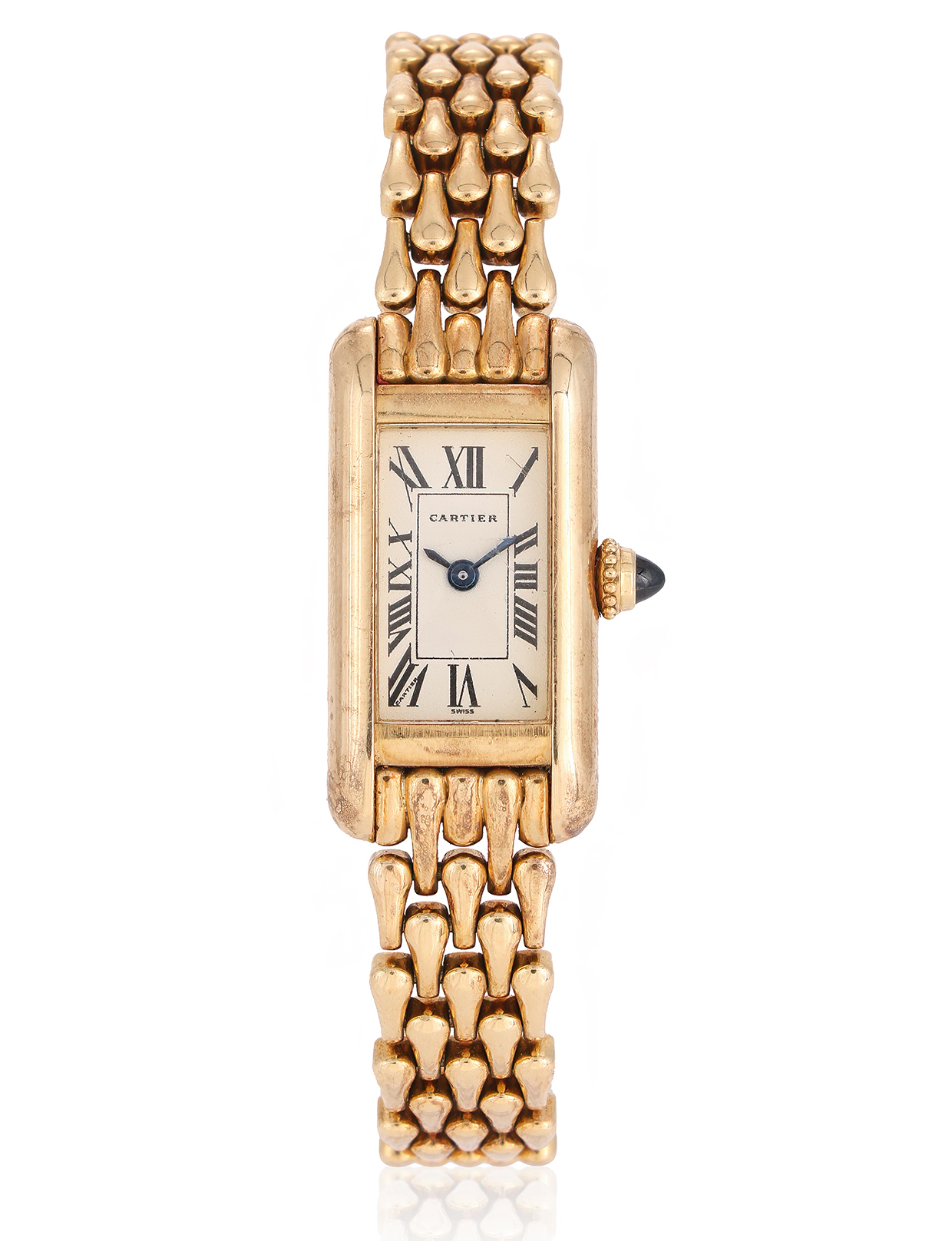 Lot 142 - Cartier, Tank Mini Americaine, ref. 1380, a lady's 18 carat gold bracelet watch.jpg