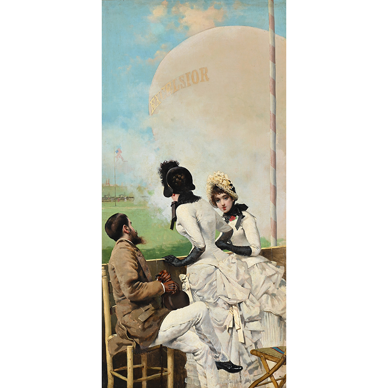 Vittorio Matteo Corcos (Italian 1859 - 1933) Hot Air Balloon at Longchamps, oil on canvas