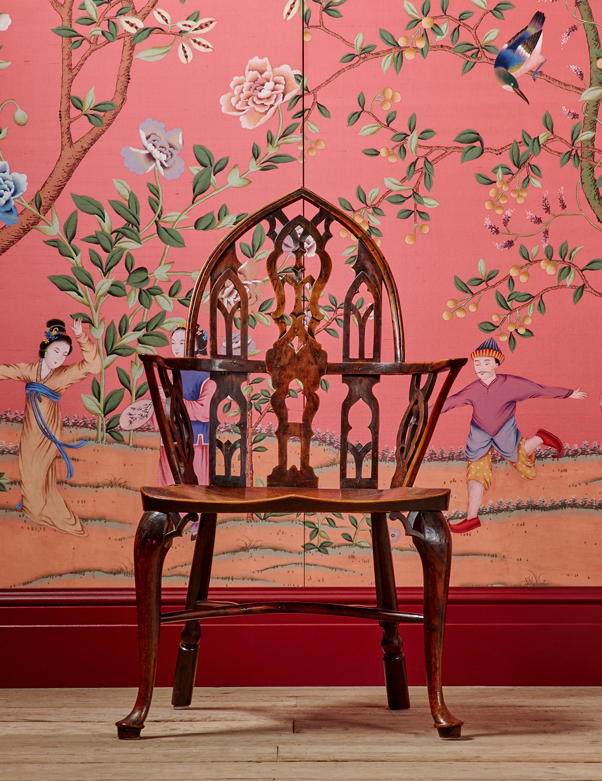 The Peter Fowler Collection - Lot 378 a George II yew and elm gothic Windsor armchair.jpg