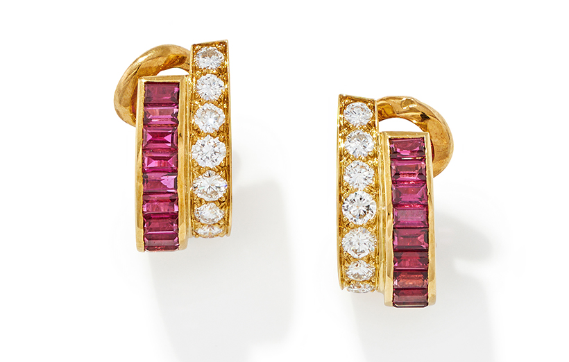 14809 Lot 9 Van Cleef & Arpels, a pair of ruby and diamond earrings Sold for £6,985.jpg