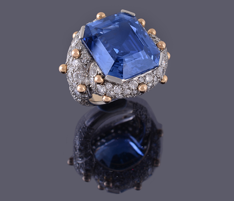 13821 Lot 723 A sapphire and diamond dress ring by Jean Schlumberger  Sold for £117,800.JPG