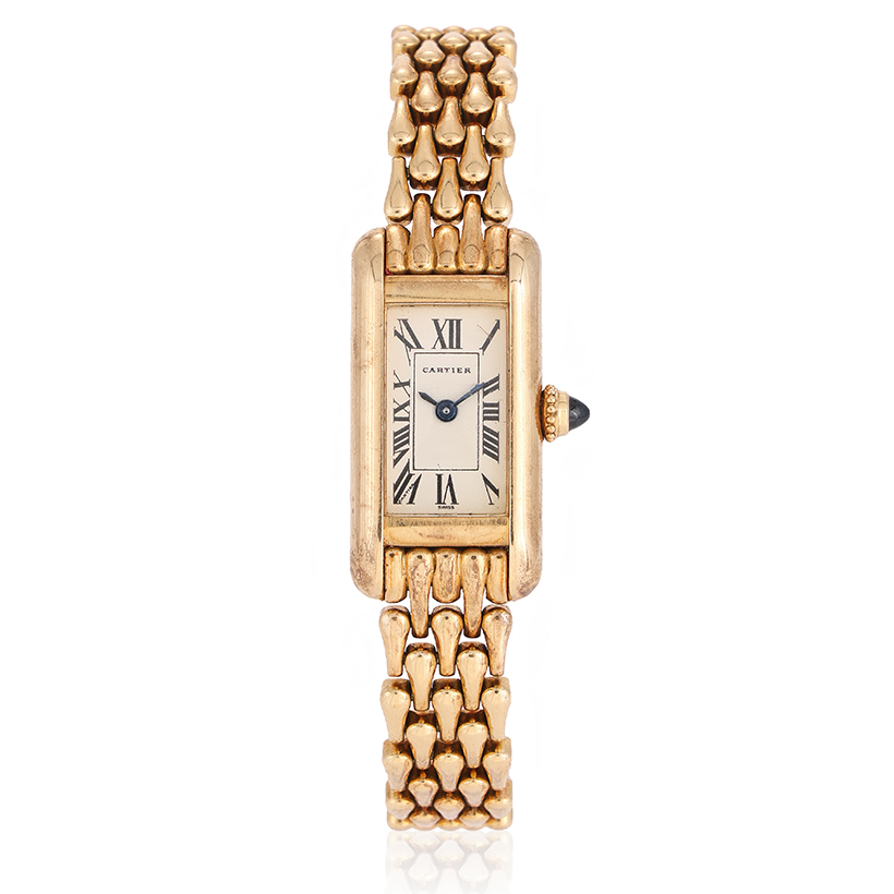14666 Lot 142 Cartier, Tank Mini Américaine, Ref. 1380, a lady's 18 carat gold bracelet watch, No. C90832, circa 1990 Sold for £5,670.JPG