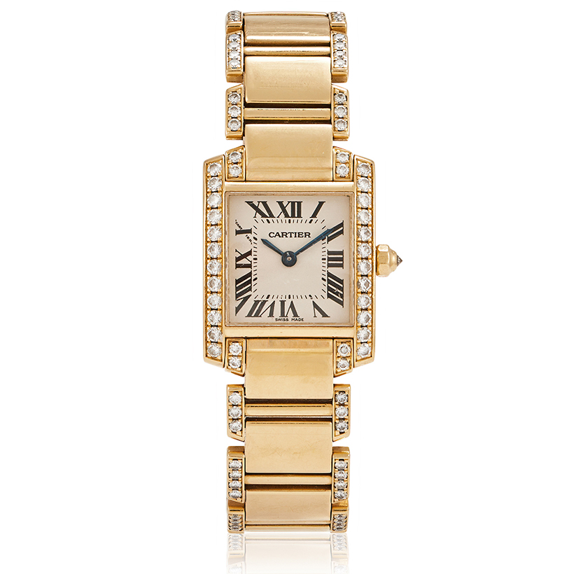 14810 Lot 461 Cartier, Tank Française, ref. 2385 a lady's 18 carat gold and diamond bracelet watch, no. 91136cd, circa 2000 Sold for £9,525.jpg