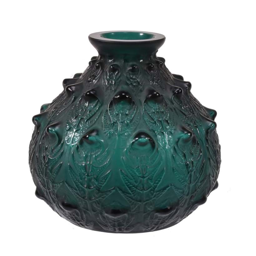 Inline Image - Lot 65, René Lalique, Fougères, a green glass vase; est. £2,500-3,500 (+fees)