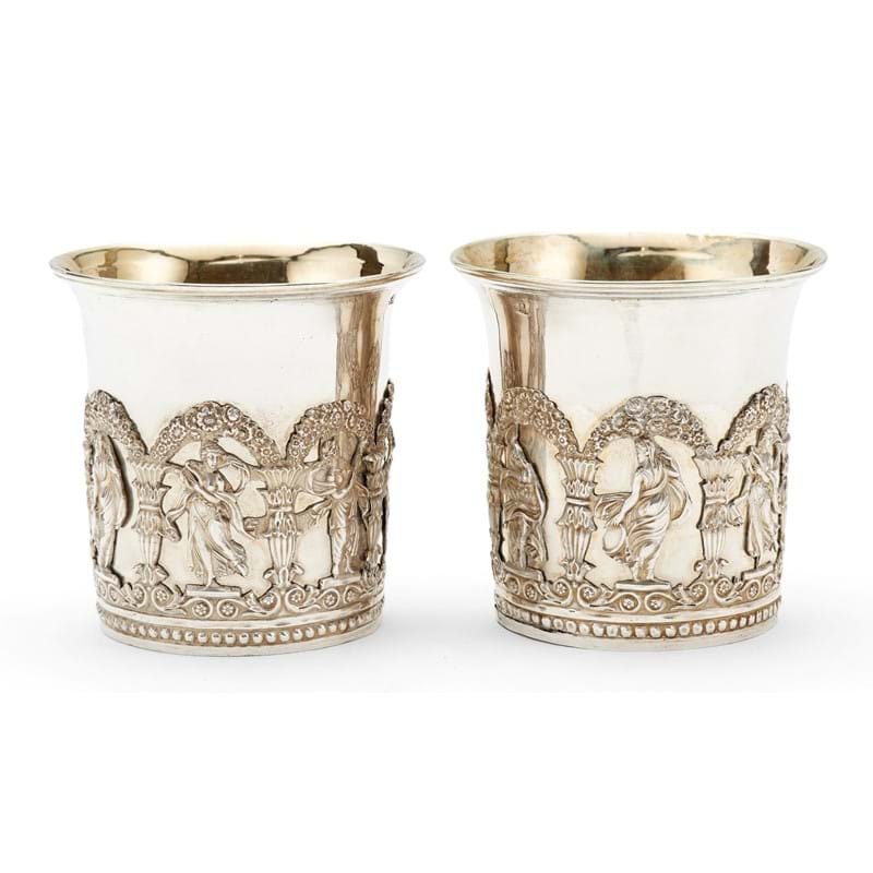 A pair of Russian silver beakers, Moscow 1839