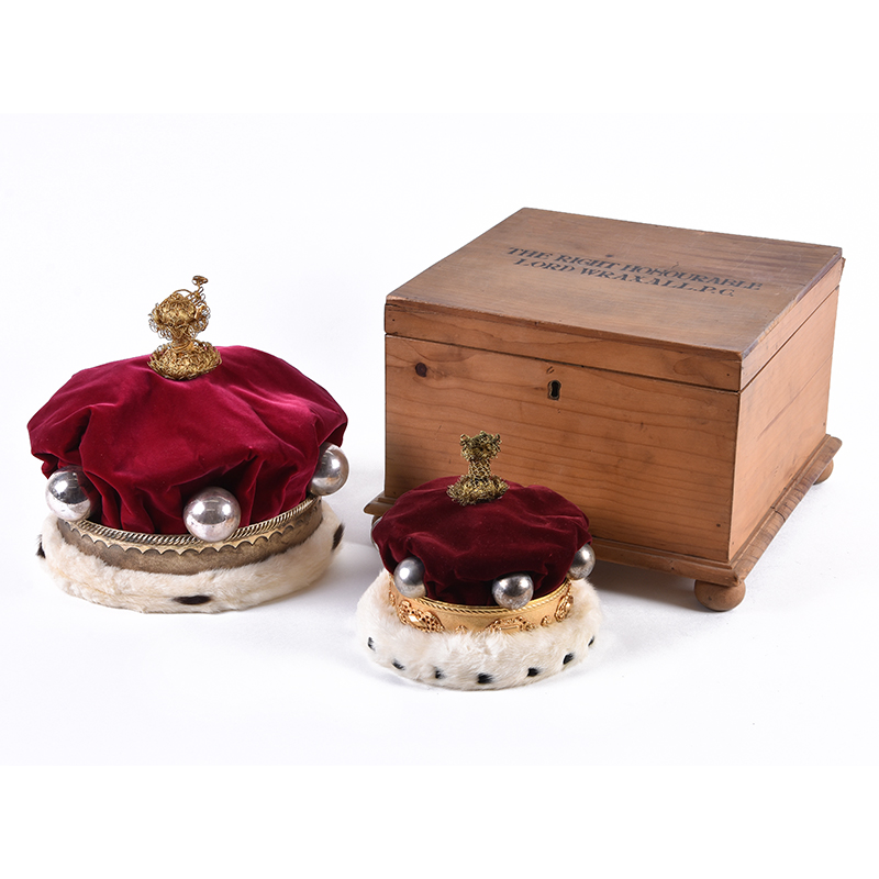 The coronation coronets and robes of a baron and baroness | Oakley House