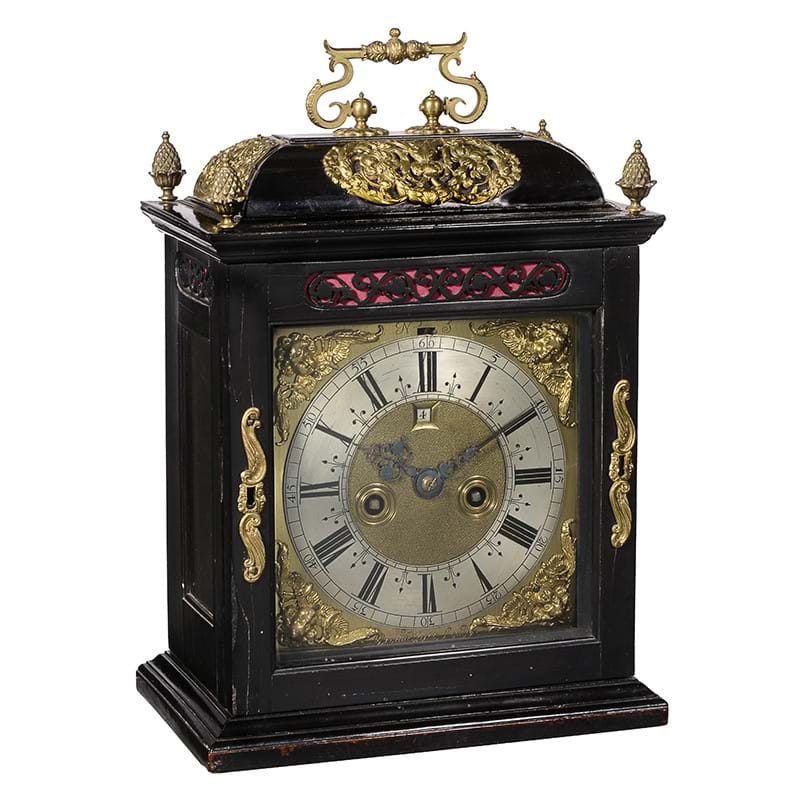 A fine William III brass mounted ebony table clock with pull-quarter repeat, Brounker Watts, London, circa 1690-95