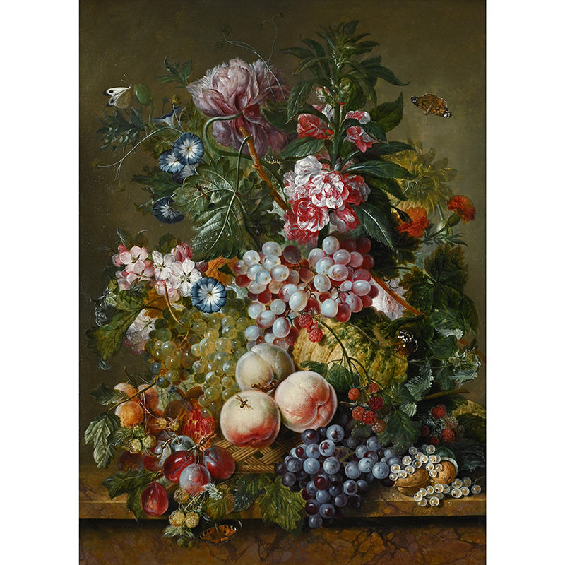 Jacobus Linthorst (Dutch 1745-1815), ‘A Still Life of Fruit And Flowers’, oil on panel