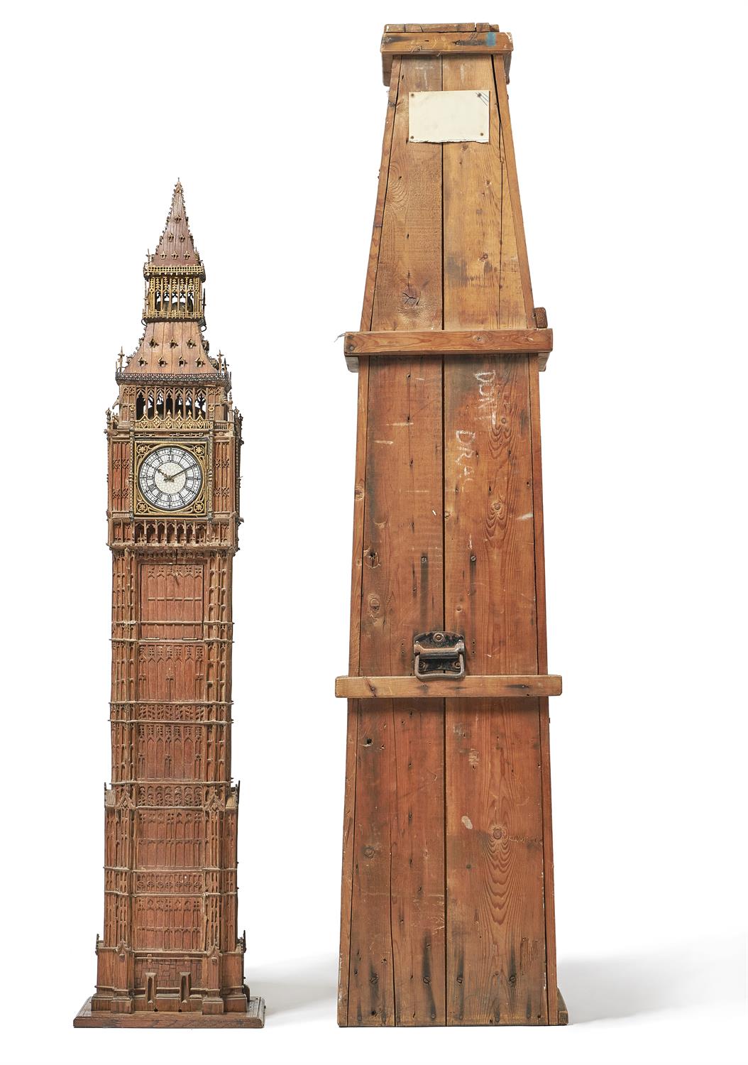 Lot 174: An oak and parcel gilt scale model of the Clock Tower at the Palace of Westminster, late 19th century later