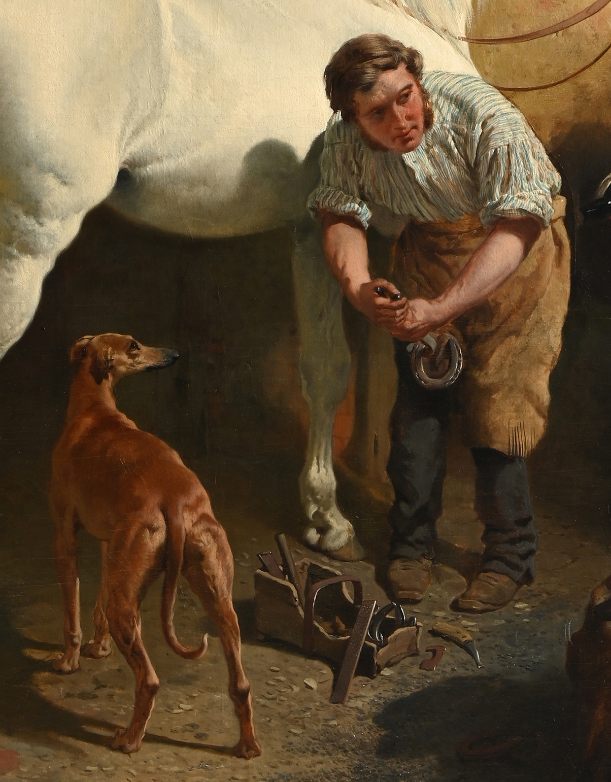Lot 23 John Frederick Herring Senior (British 1795 1865), Sir Edwin Henry Landseer (British 1802 1873) And John Phillip (Scottish 1817 1867) The Village Blacksmith (Shoeing Of Imaum)