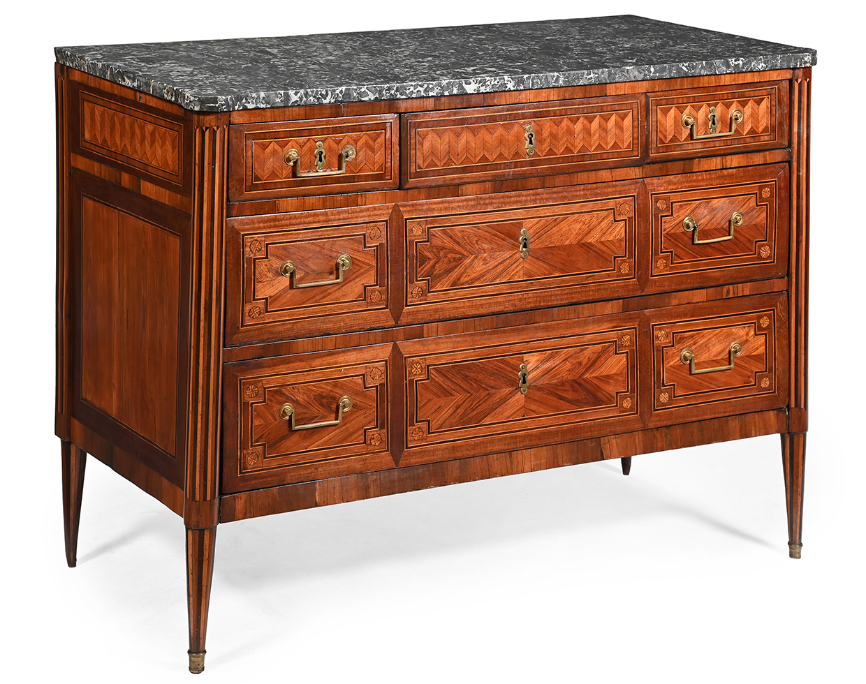 Lot 1110 A Louis XVI Marble Topped Kingwood And Parquetry Commode