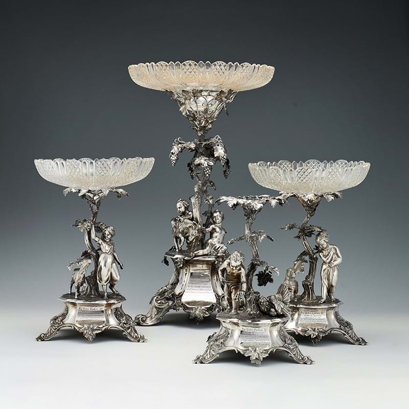 A Victorian suite of four silver centrepieces by John, Edward, Walter & John Barnard (Barnard & Sons Ltd), London 1871