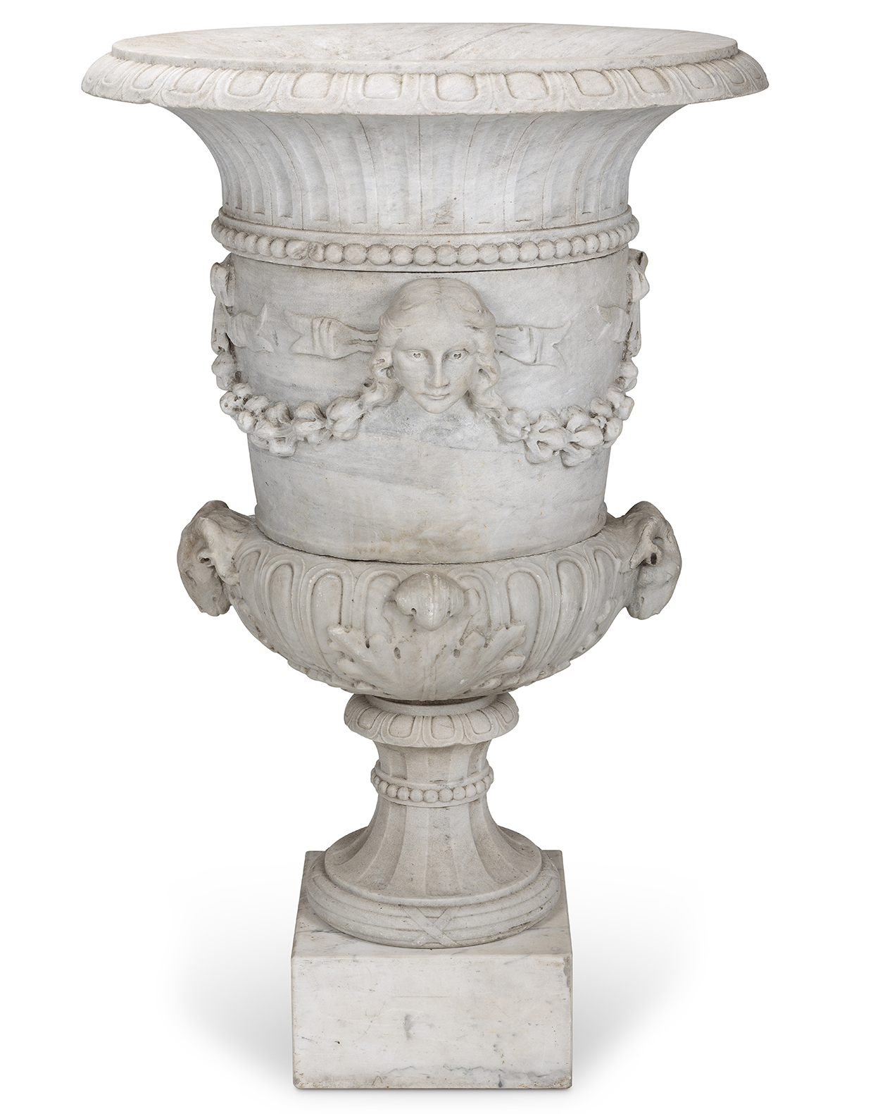A Large Neoclassical White Marble Urn