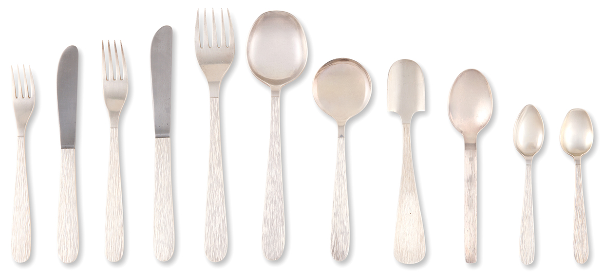 Lot 34 Gerald Benney, A Rare Silver Flatware Service For Twelve Settings In The Sable Pattern