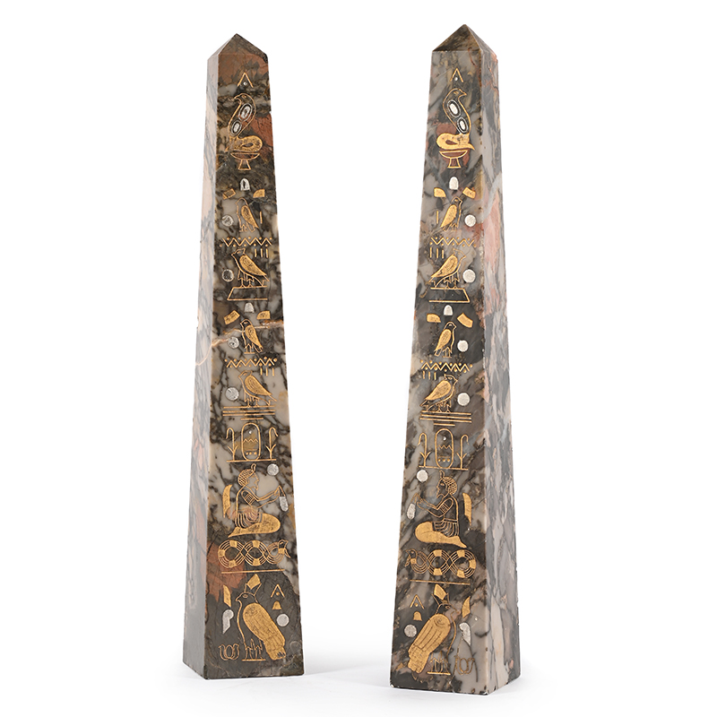 A pair of Egyptian Revival Marble Obelisks, French, late 19th century