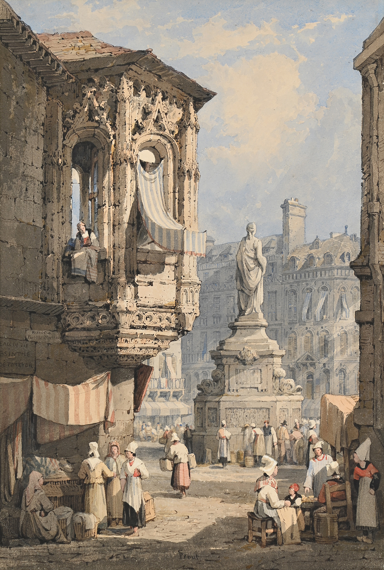 Lot 243 SAMUEL PROUT O.W.S. (BRITISH 1783 1852), PLACE DE LA PUCELLE D'orléans, ROUEN