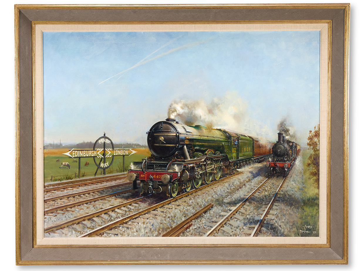Terrence Cuneo (1907 1996), ‘Flying Scotsman Half Way On The Edinburgh To London Line ‘, Oil On Canvas