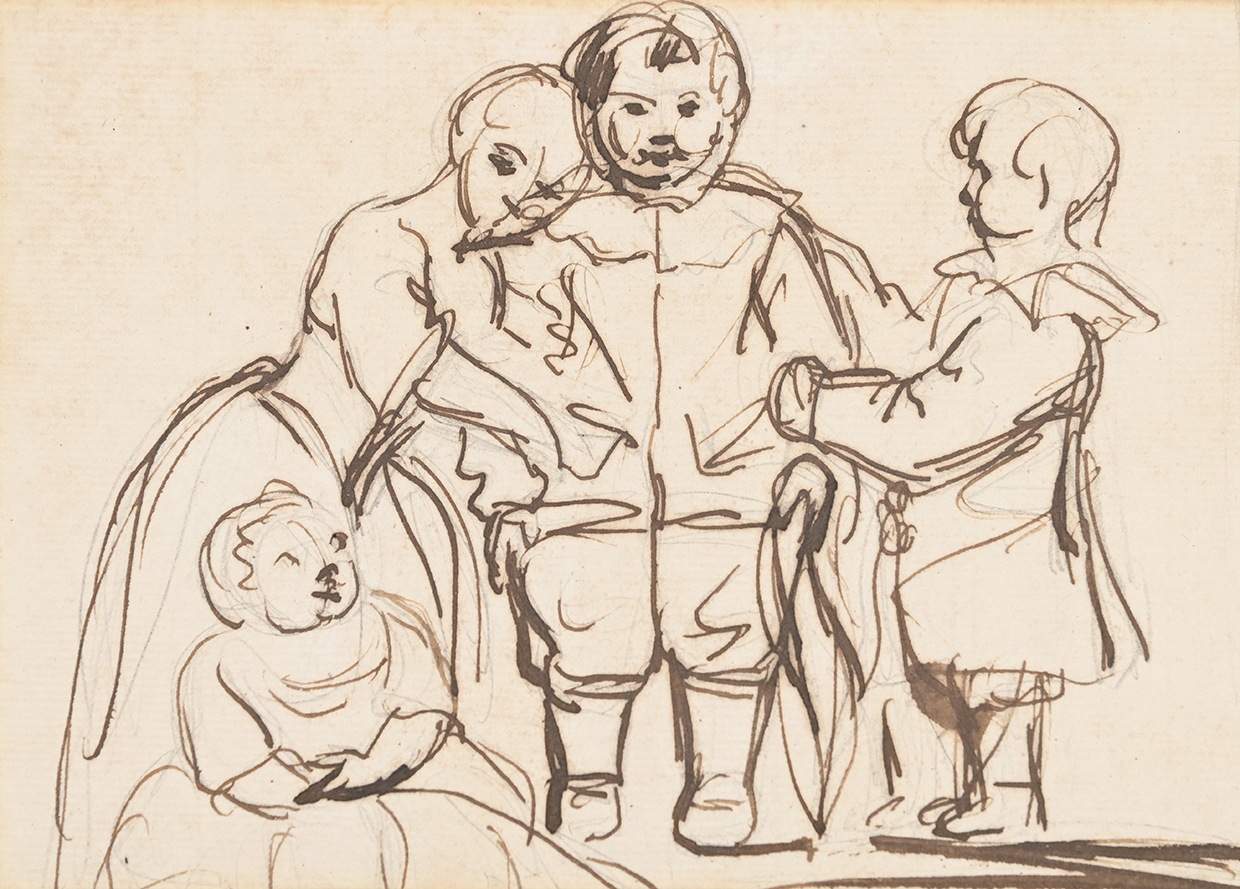 Lot 227 SIR JOSHUA REYNOLDS, R.A. (BRITISH 1723 1792), SKETCH FOR A FAMILY PORTRAIT WEARING VAN DYCK COSTUME