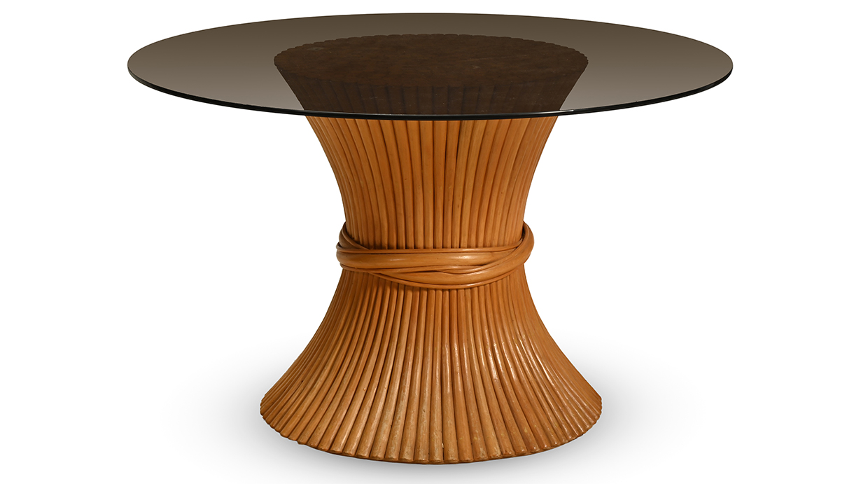 Lot 1047 A MID CENTURY VINTAGE WHEAT SHEAF FORM CENTRE DINING TABLE, PROBABLY 1970S